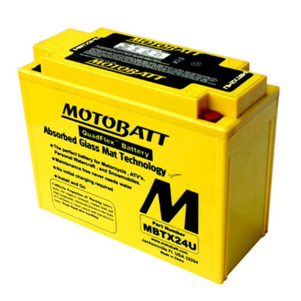 MotoBatt MBTX24U 25Ah AGM Battery bundle with NOCO GENIUS1 6V/12V 1A Charger